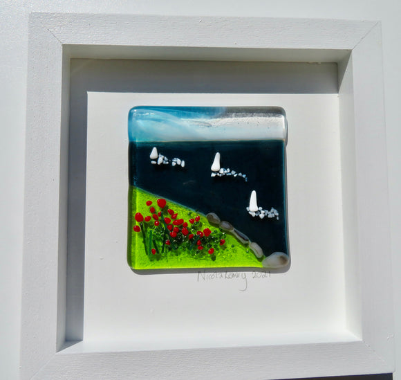 Poppies on the Cornish Coast - Small Frame